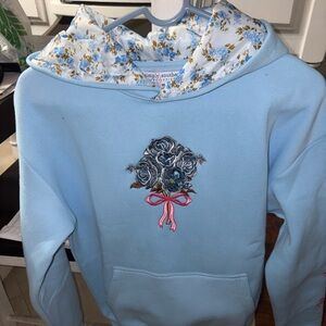 Simply Southern Light Blue Hoodie with Pink Accents